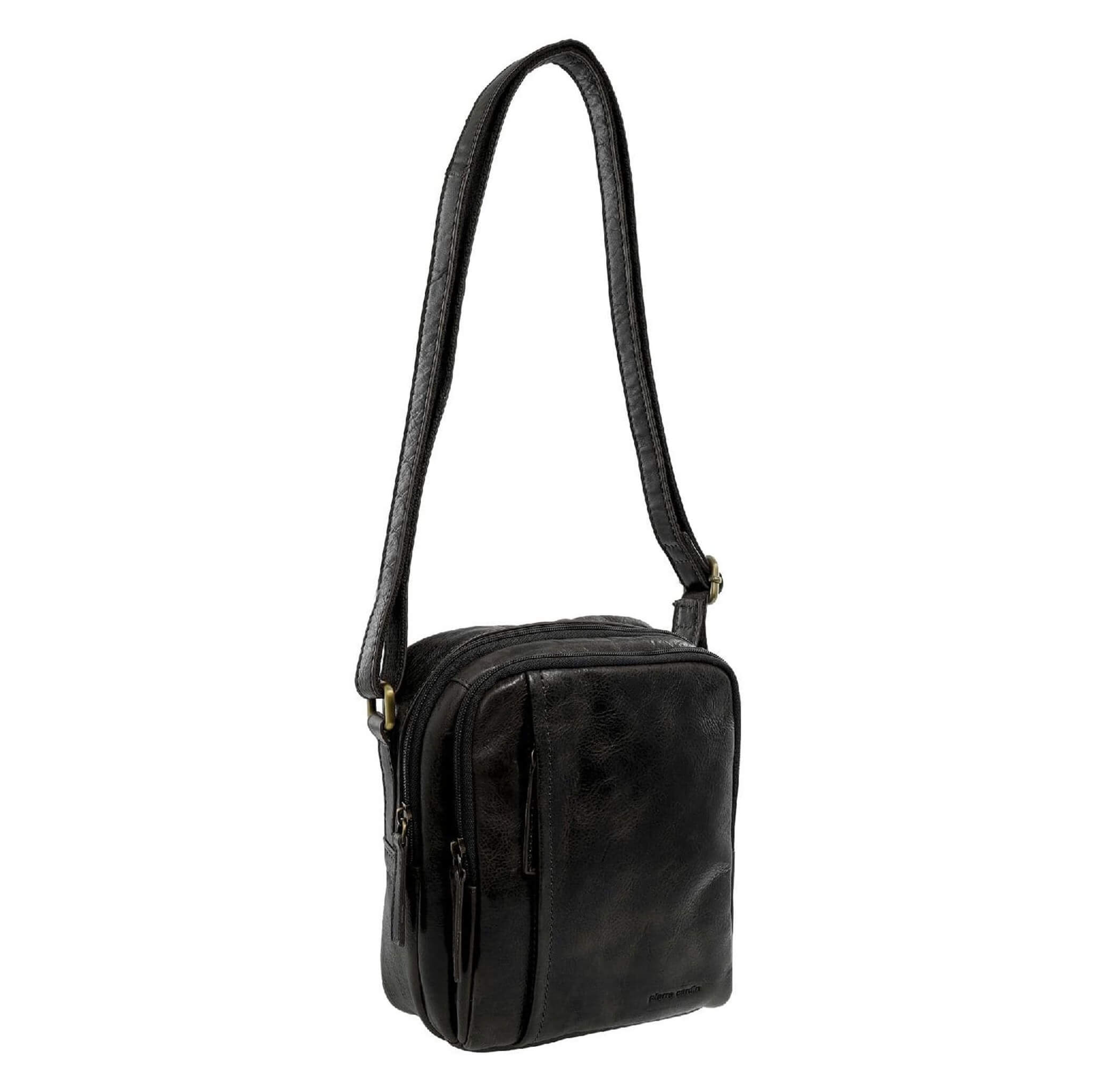 Pierre Cardin Men's Leather Crossbody Bag in Black
