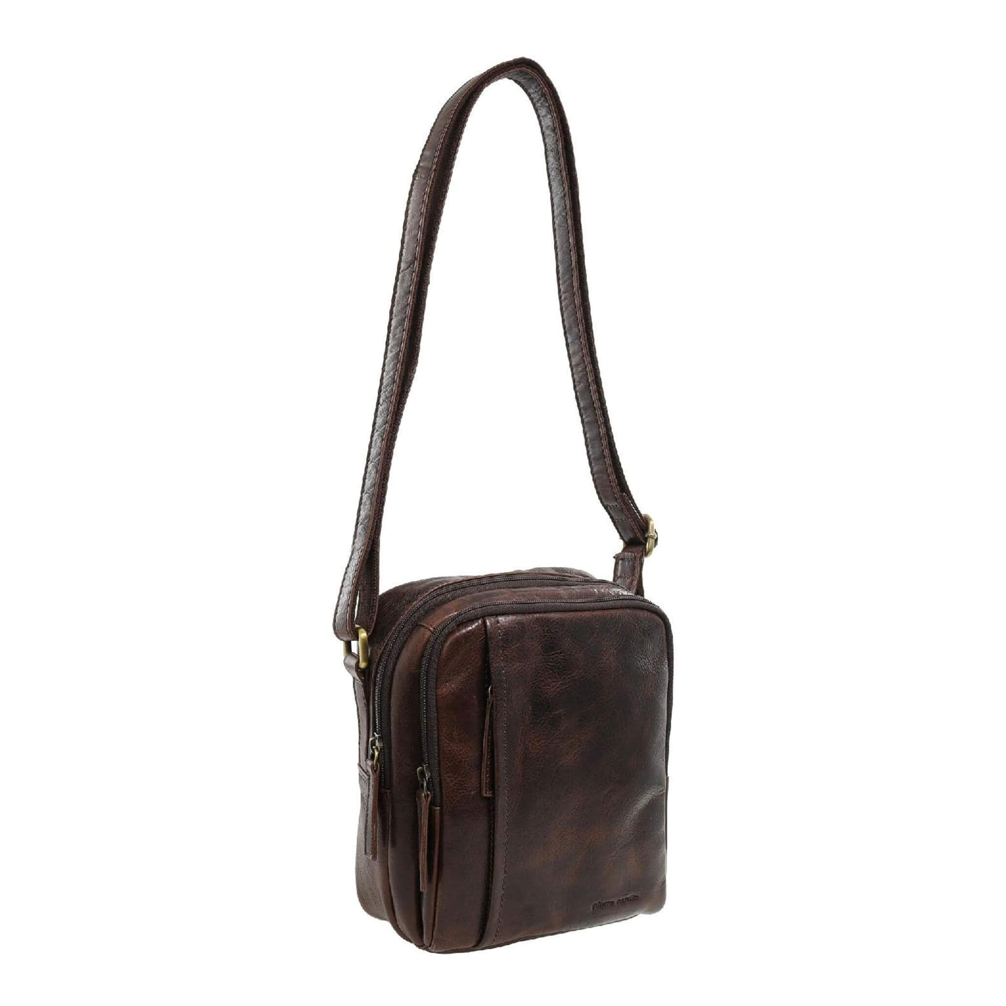 Pierre Cardin Men's Leather Crossbody Bag in Chocolate