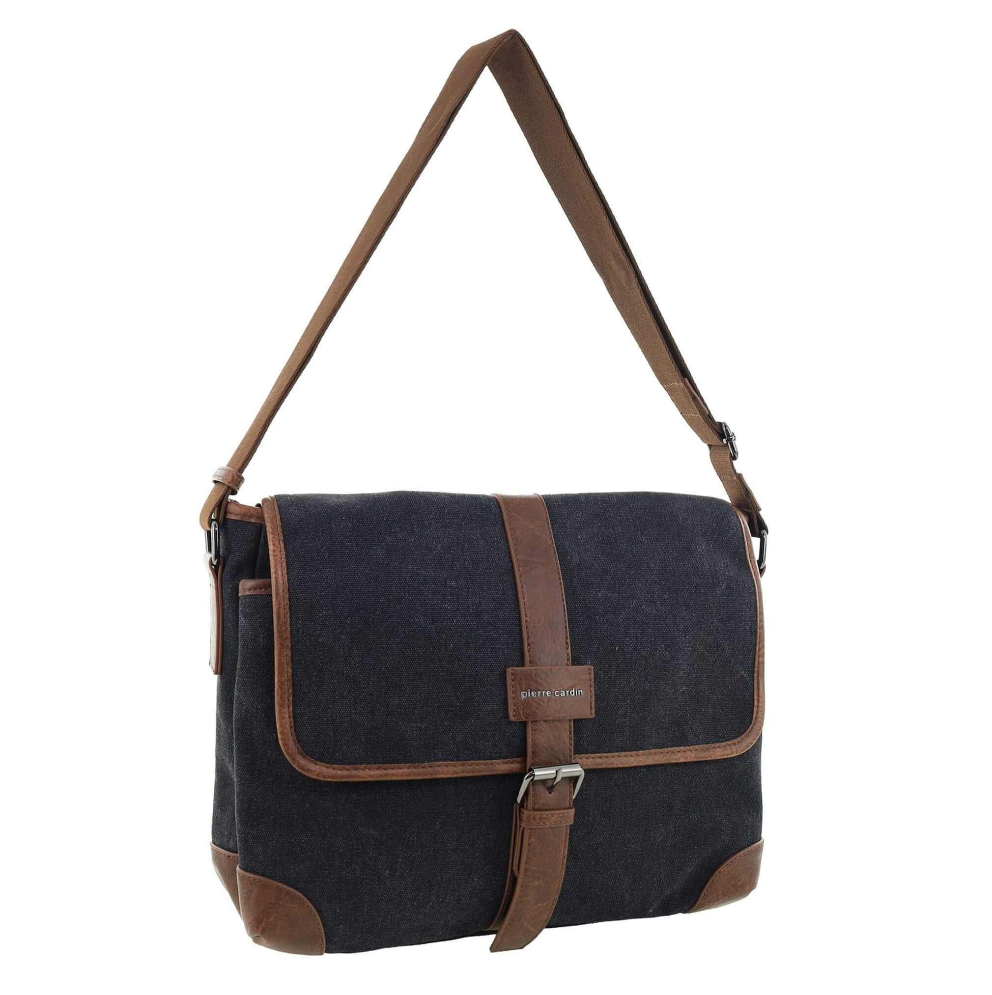 Pierre Cardin Canvas Messenger Bag in Black