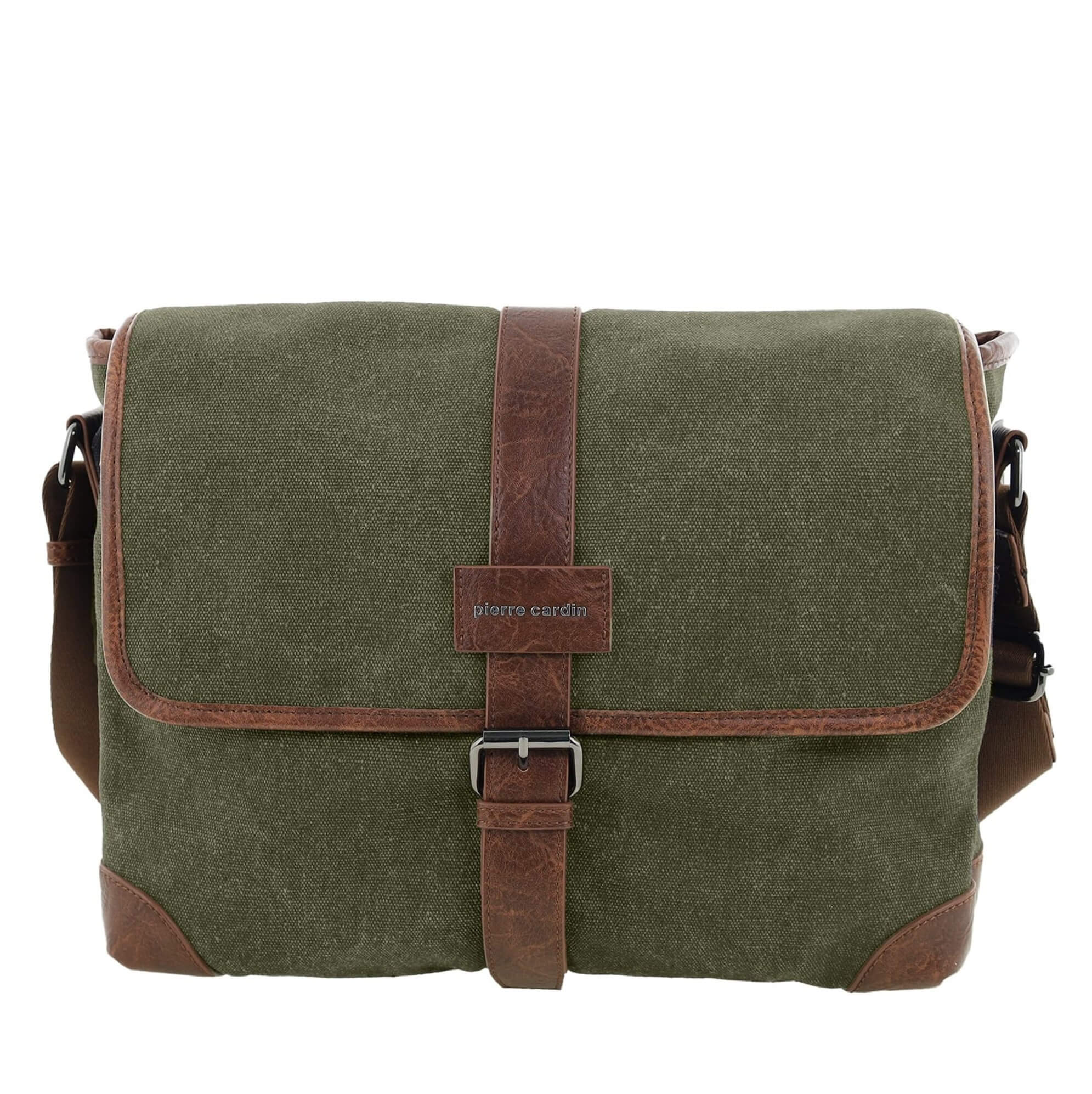 Pierre Cardin Canvas Messenger Bag in Brown