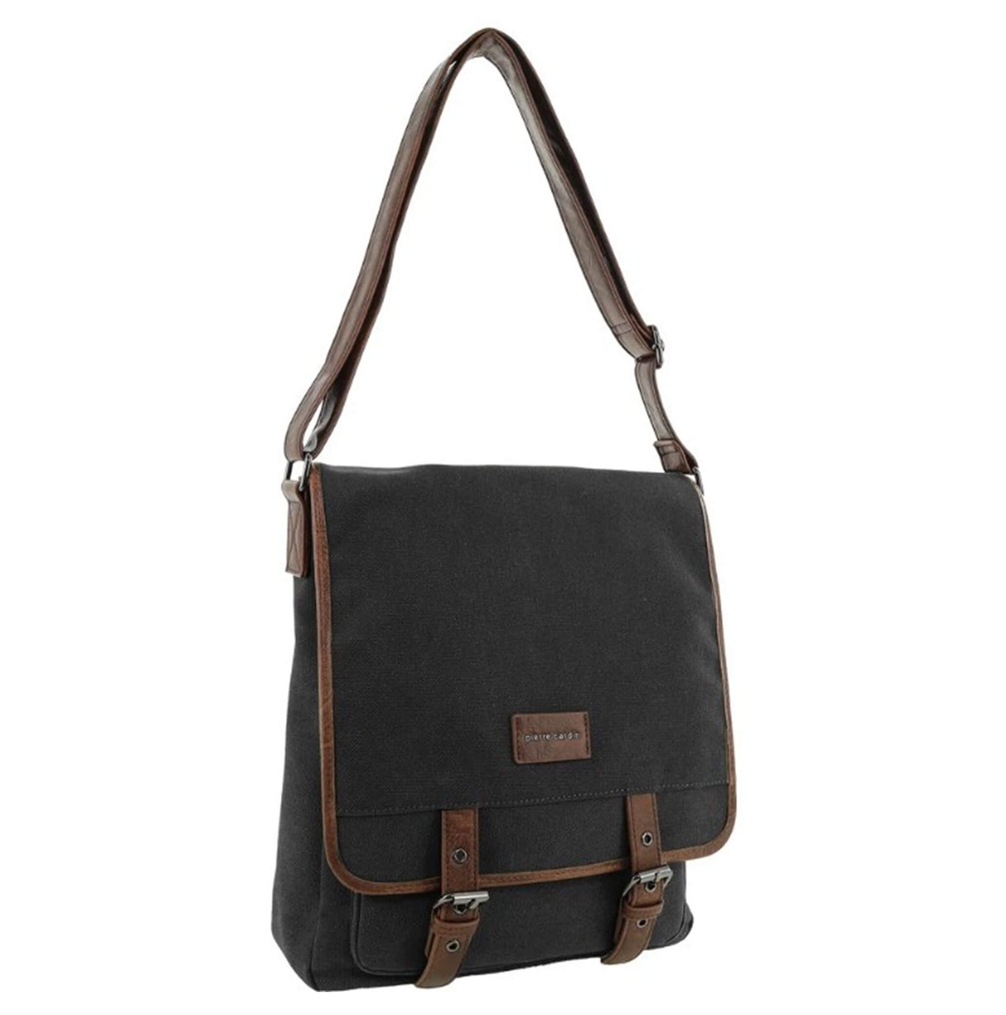 Pierre Cardin Canvas Buckle Satchel In Black