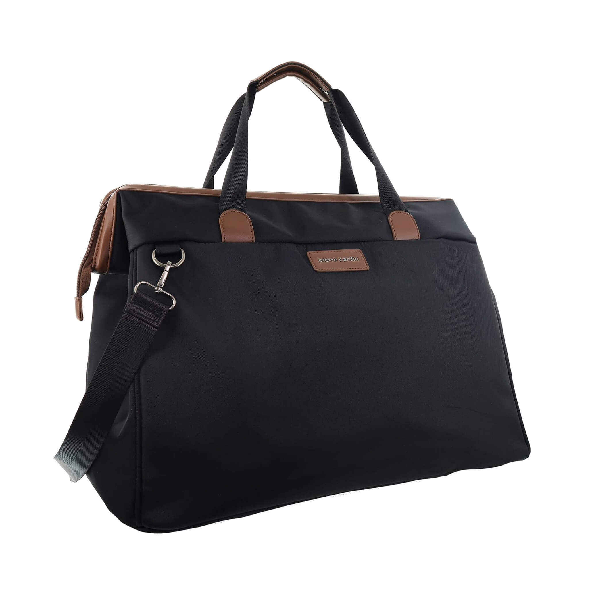 Pierre Cardin Nylon Euro Overnighter Carry-On In Black