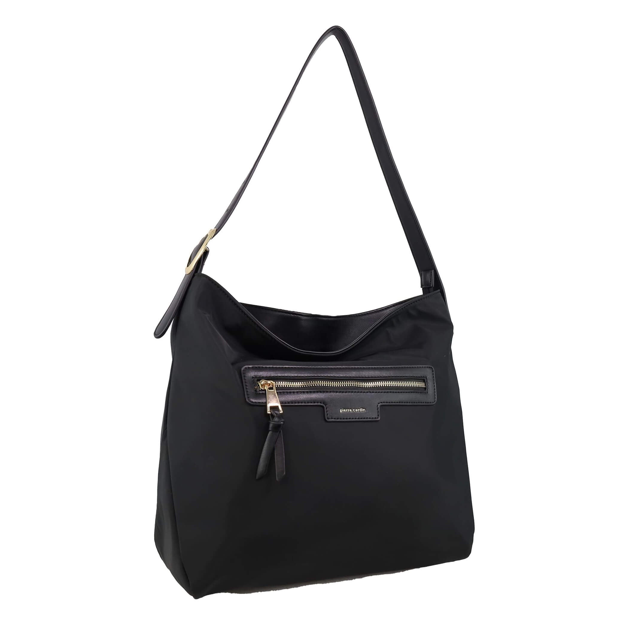 Pierre Cardin Monaco Nylon Shoulder Bag In Black