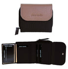 Pierre Cardin Ladies Tri-fold Tab Leather Wallet in Black/Taupe