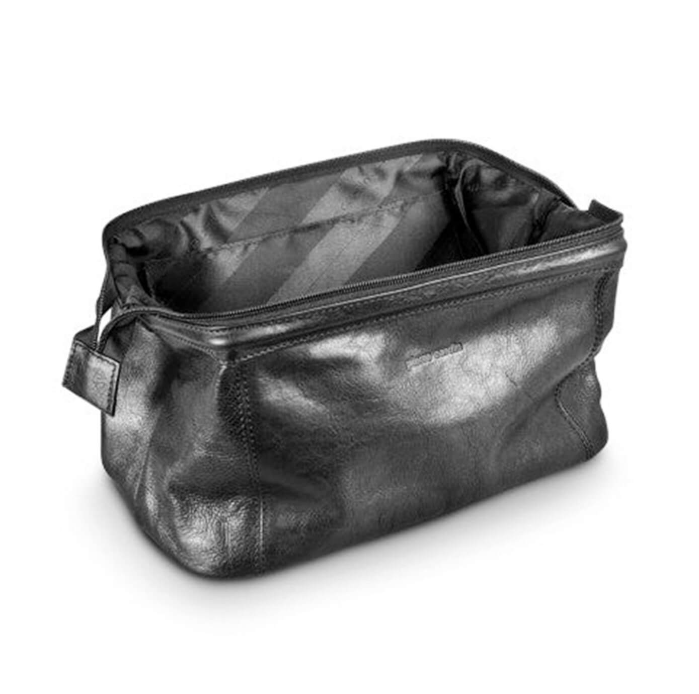 Pierre Cardin Men's Leather Travel and Toiletry Bag in Black