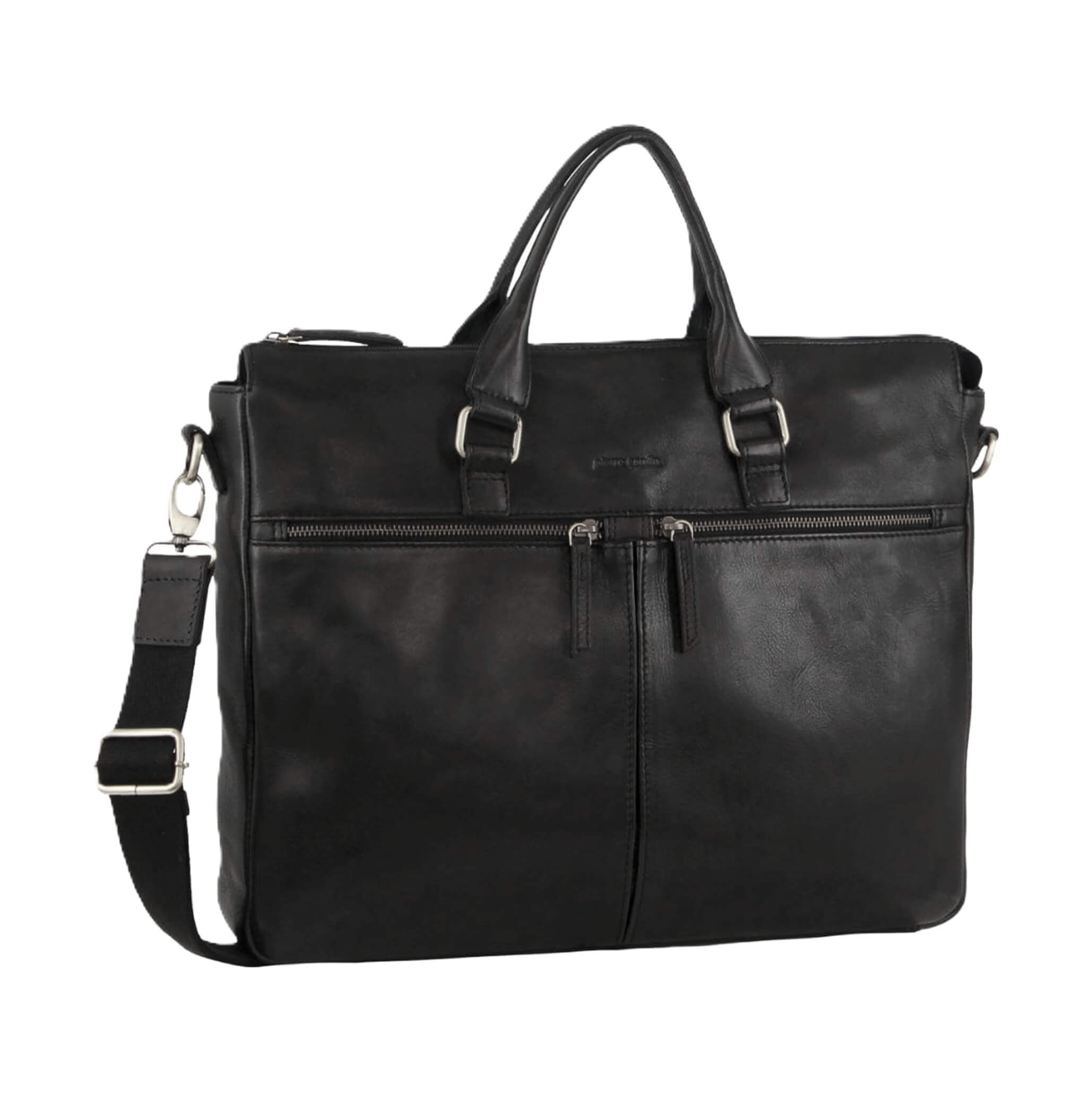 Pierre Cardin Mens Business Briefcase Messenger Bag in Black