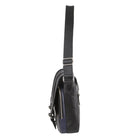 Pierre Cardin Italian Leather 13-inch Laptop Bag in Black/Navy