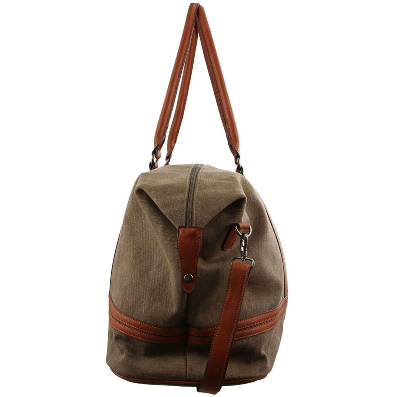 Brown backpack with leather straps on a white background