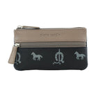 Pierre Cardin Italian Leather Coin Purse/Key Holder in Black-Taupe