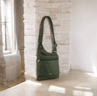 Pierre Cardin Ladies Anti-Theft-RFID Nylon Crossbody Bag in Olive