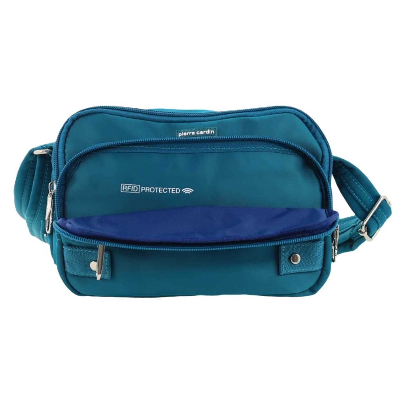 Pierre Cardin Ladies Nylon Anti-Theft RFID Crossbody Bag in Turquoise