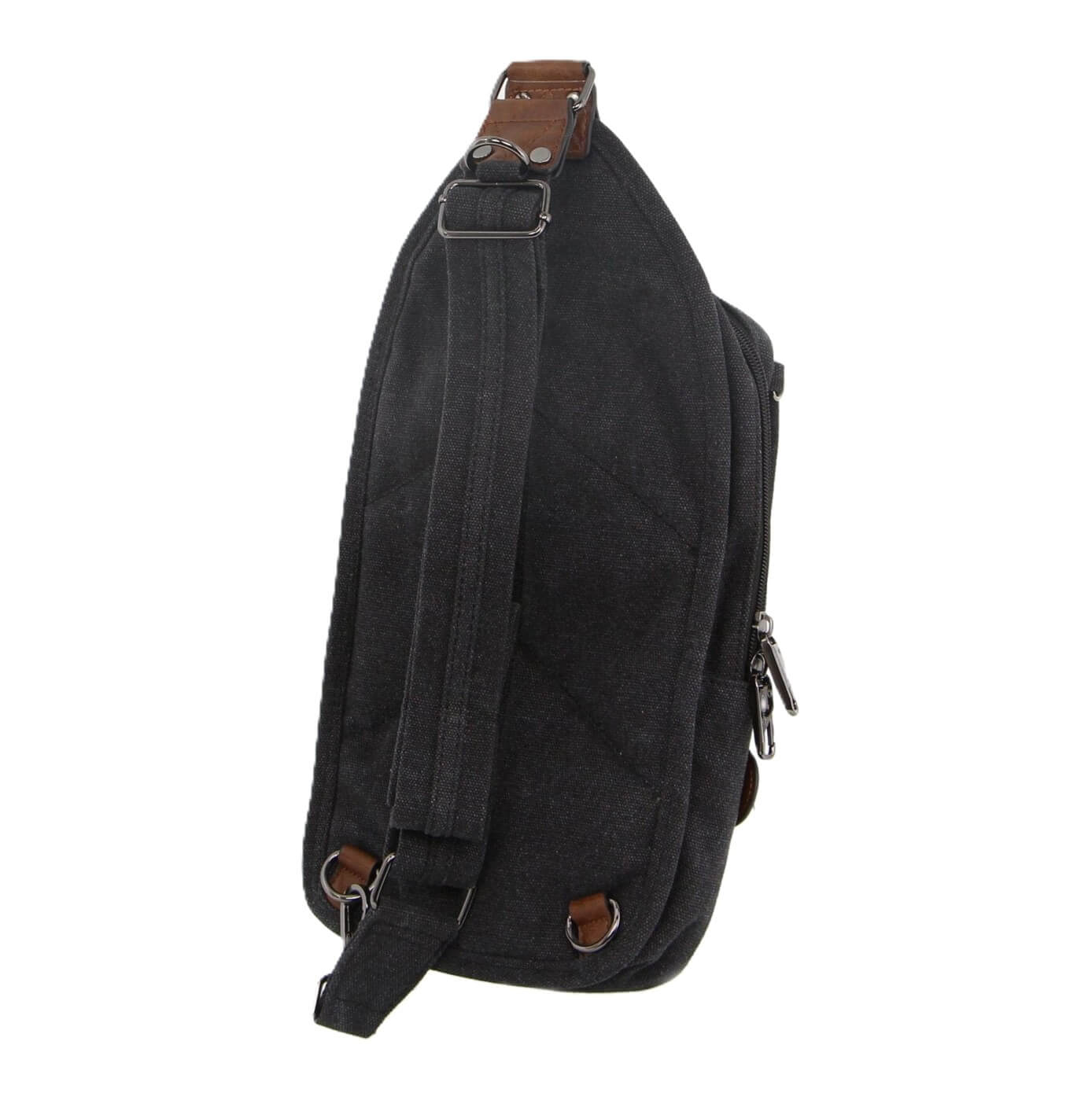 Pierre Cardin Canvas-Leather Crossbody Sling Bag in Black