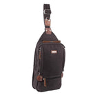 Pierre Cardin Canvas-Leather Crossbody Sling Bag in Black