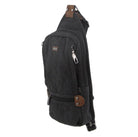 Pierre Cardin Canvas-Leather Crossbody Sling Bag in Black