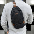 Pierre Cardin Canvas-Leather Crossbody Sling Bag in Black
