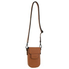Pierre Cardin Ladies Rustic Leather Phone Bag in Cognac
