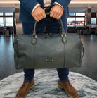 Pierre Cardin Men's Leather Travel Bag in BlacK