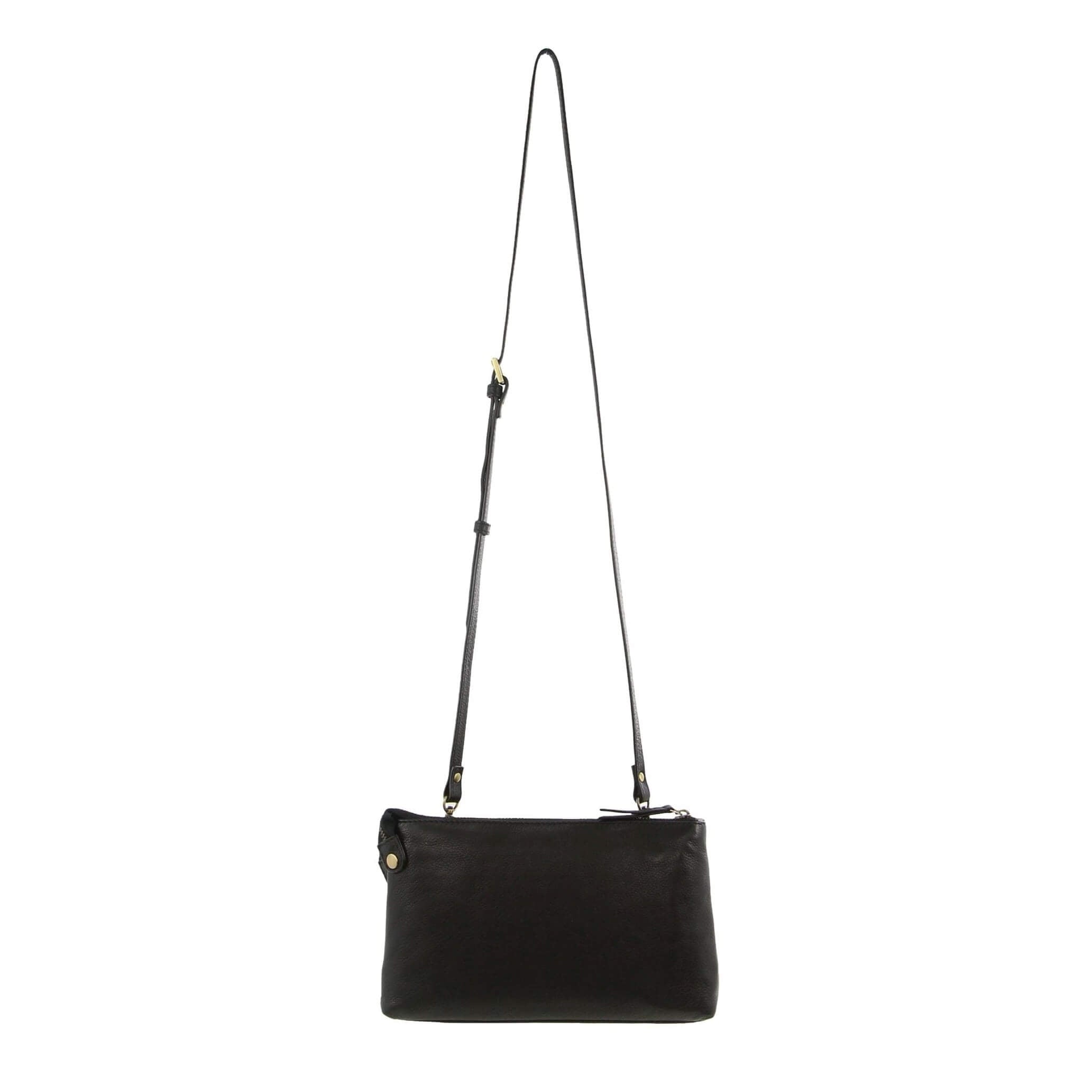 Pierre Cardin Italian Leather Ladies Crossbody Bag in Black