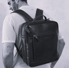 Pierre Cardin Italian Leather Business-Laptop Backpack in Black