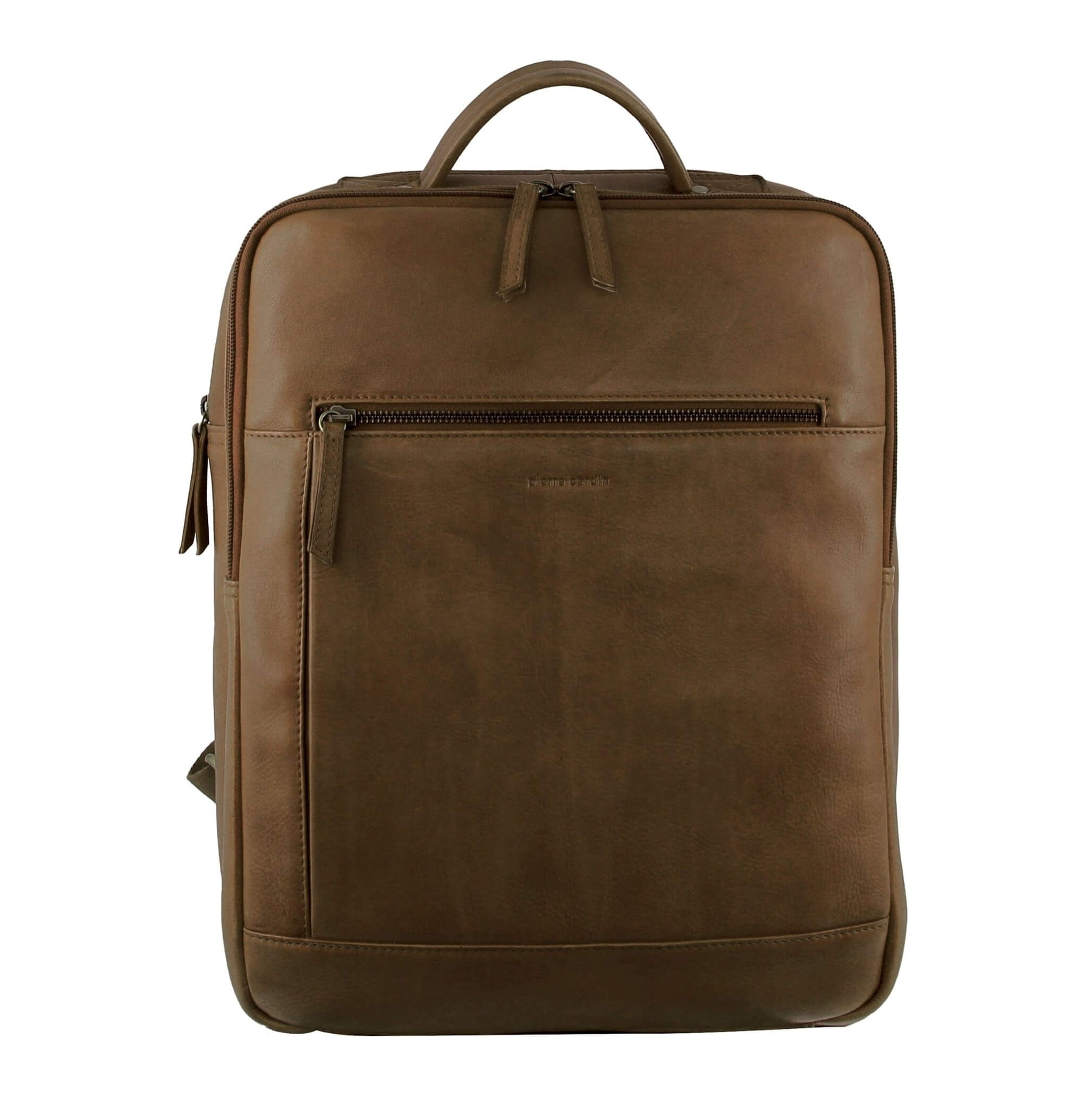 Pierre Cardin Italian Leather Business-Laptop Backpack in Oak