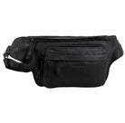 Pierre Cardin Unisex Italian Rustic Leather Belt Bag in Black