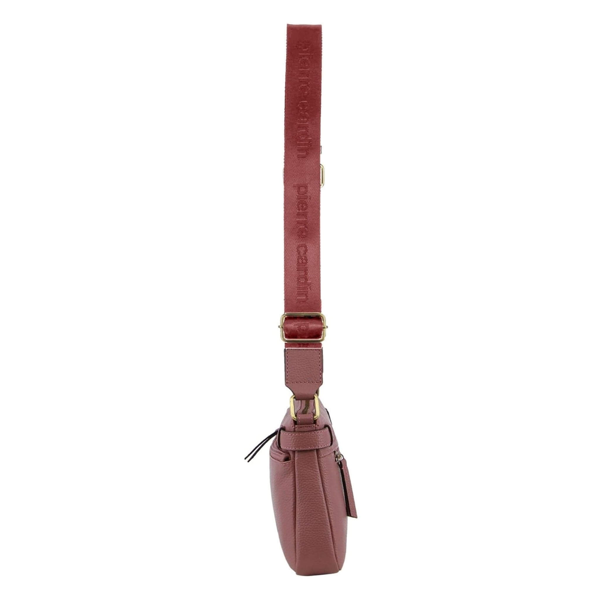 Pierre Cardin Ladies Webbing Strap Leather Handbag in Rose