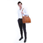 Pierre Cardin Men’s Rustic Leather Business-Laptop Bag in Cognac