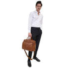 Pierre Cardin Men’s Rustic Leather Business-Laptop Bag in Cognac