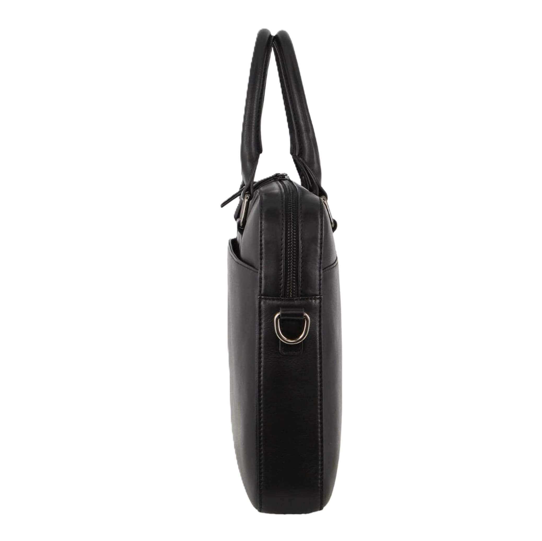 Pierre Cardin Italian Leather Business-Laptop Bag in Black