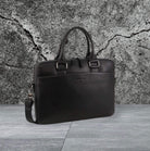 Pierre Cardin Italian Leather Business-Laptop Bag in Black