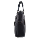 Pierre Cardin Mens Leather Business Laptop Bag in Black/Navy