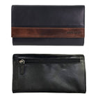 Pierre Cardin ladies Rustic Leather Bi-fold Wallet in Black/Cognac