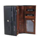 Pierre Cardin Ladies Rustic Leather Bi-fold Wallet in Black/Cognac
