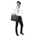 Pierre Cardin Mens Rustic Leather Business-Laptop Bag in Black
