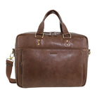 Pierre Cardin Mens Rustic Leather Business-Laptop Bag in Oak