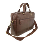 Pierre Cardin Mens Rustic Leather Business-Laptop Bag in Oak