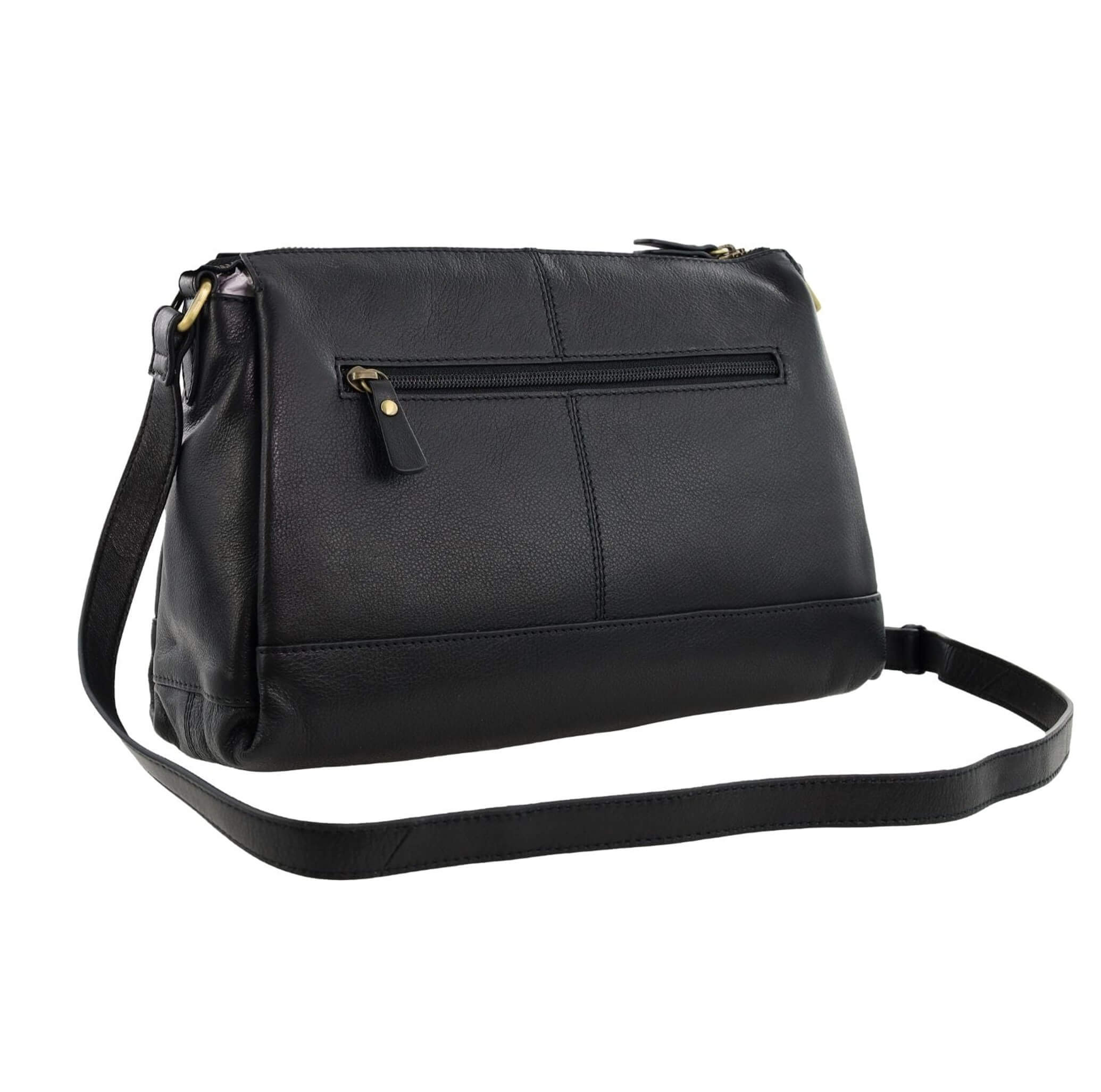Pierre Cardin Ladies Leather Sleek Crossbody Bag in Black
