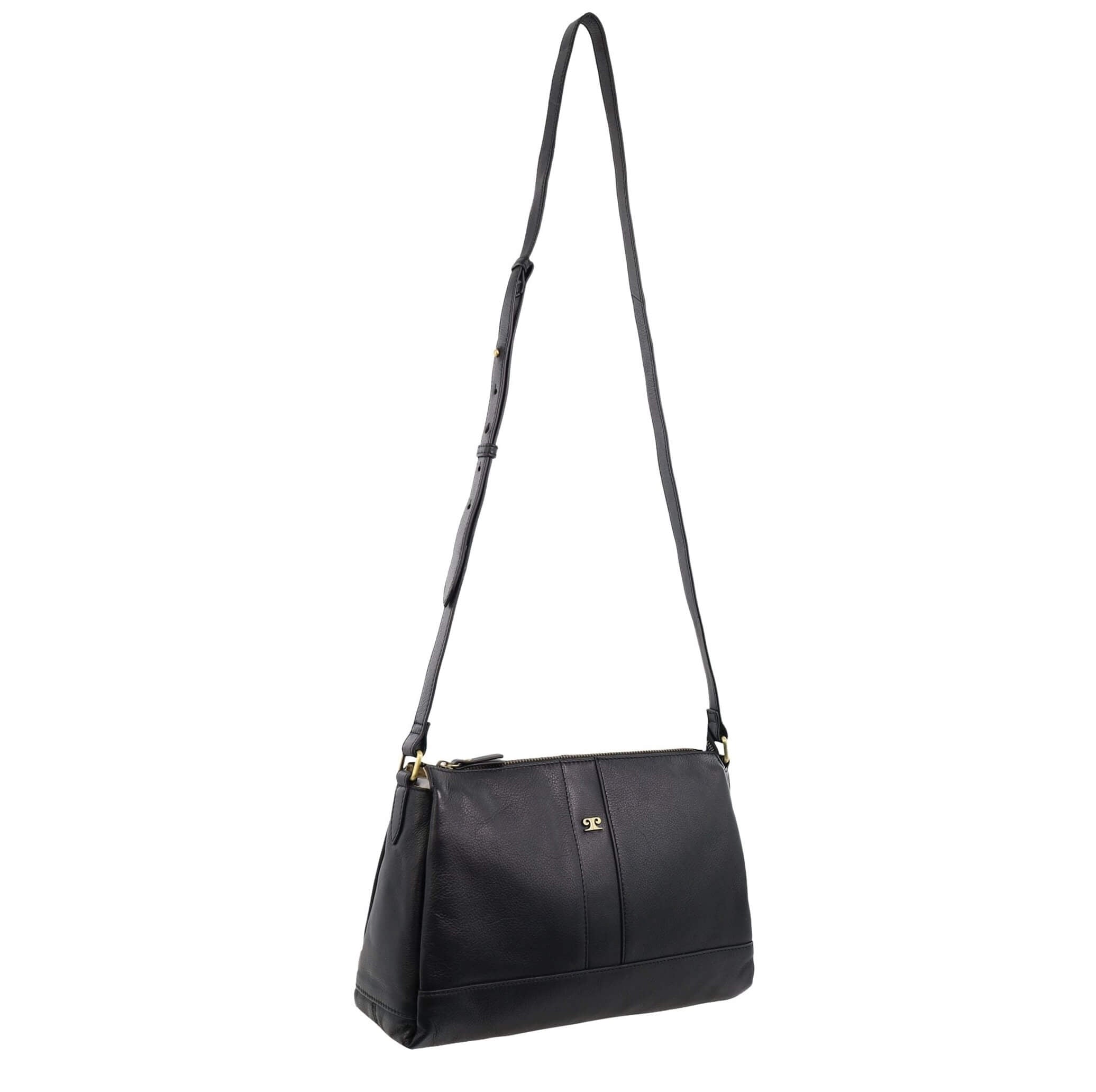 Pierre Cardin Ladies Leather Crescent Crossbody Bag in Black