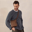 Pierre Cardin Mens Leather Casual Crossbody Bag in Oak