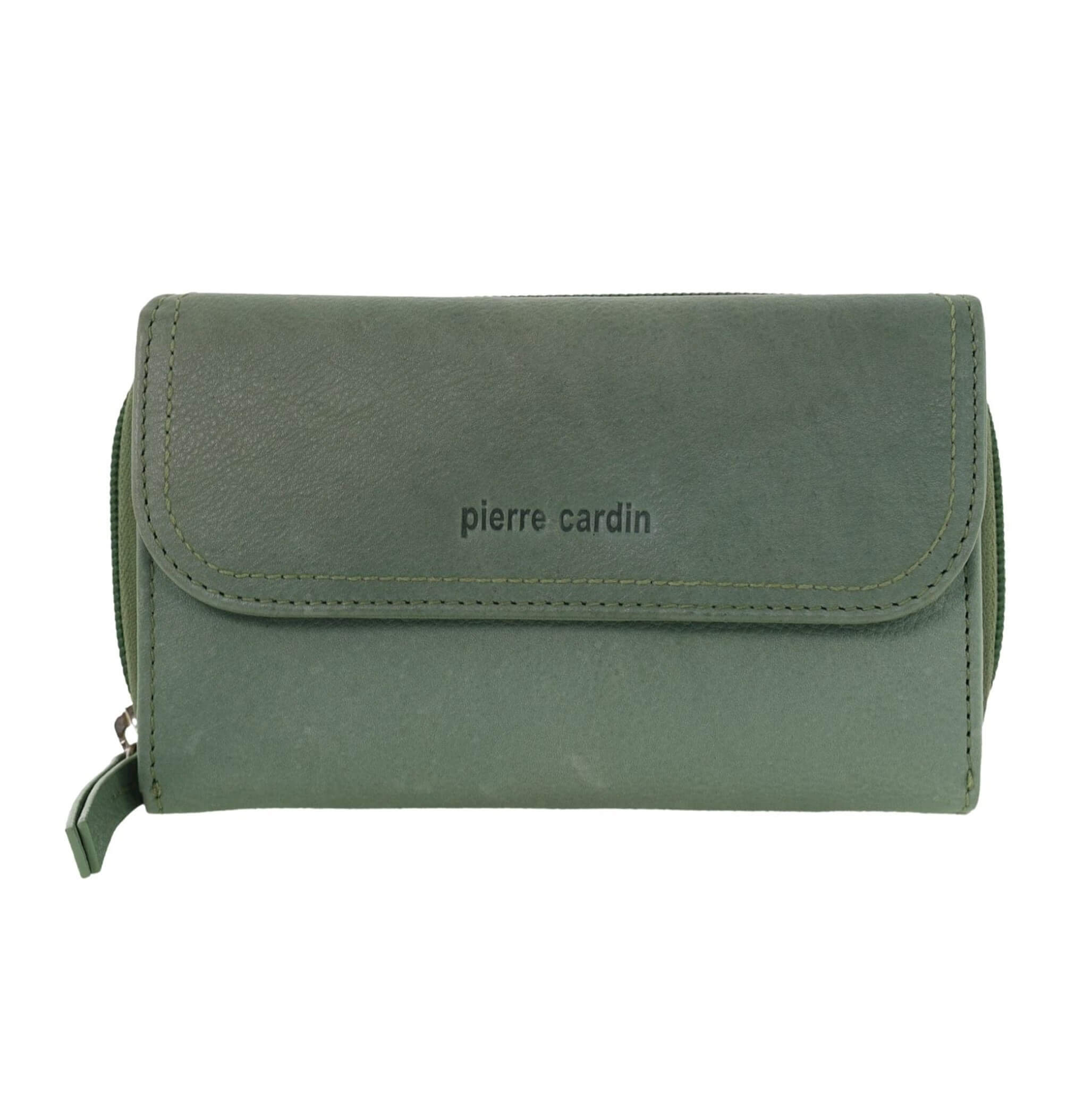 Pierre Cardin Ladies Tri-fold RFID Leather Wallet in Sage