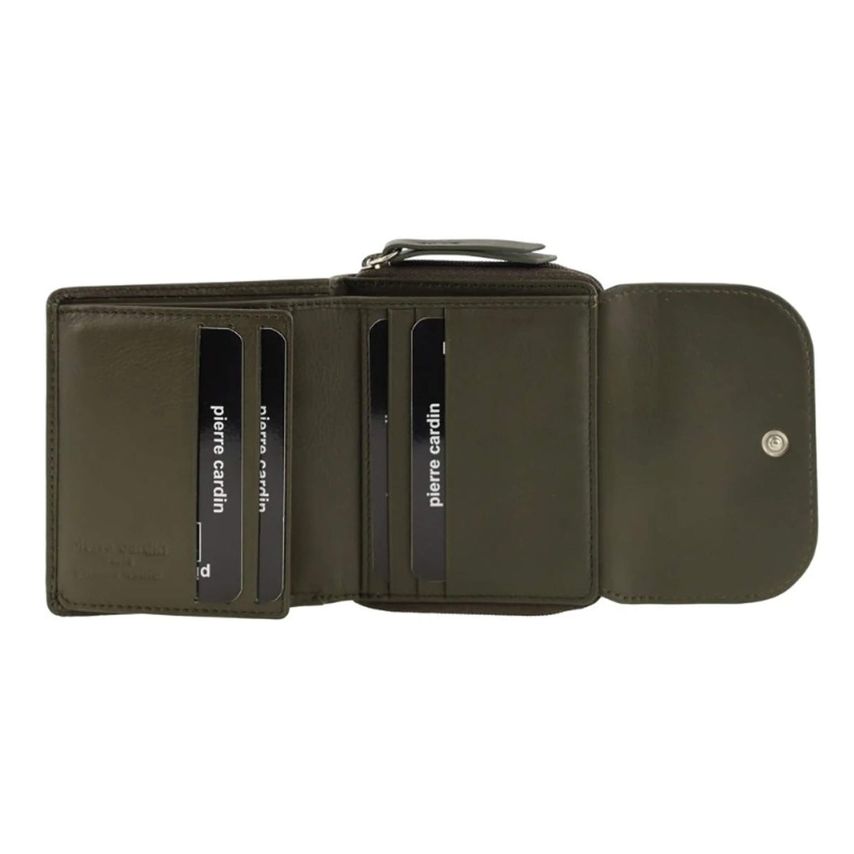 Pierre Cardin PC4029 Ladies Tri-fold Tab Leather Wallet in Khaki