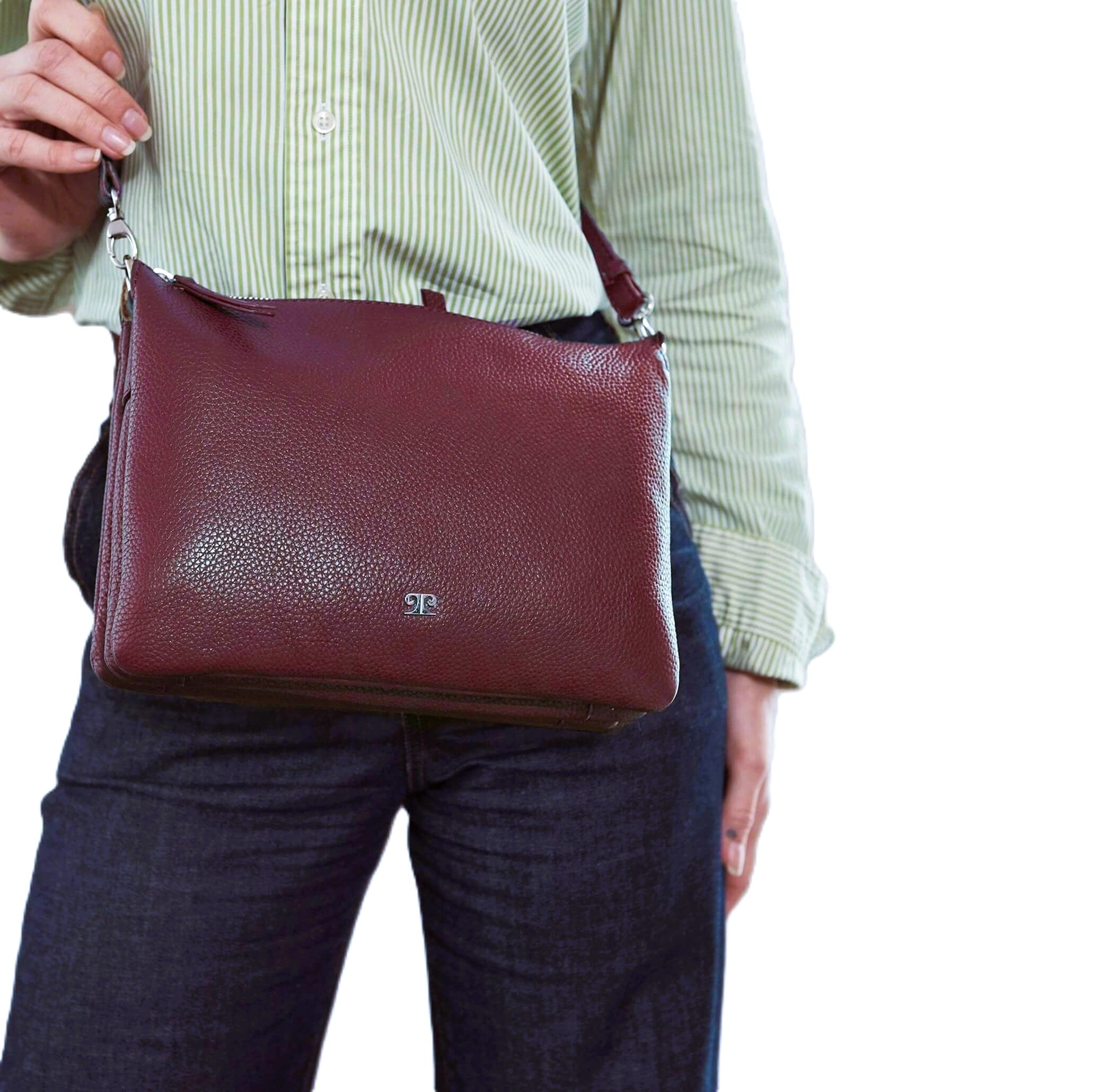Pierre Cardin Ladies Leather Crossbody Bag in Shiraz