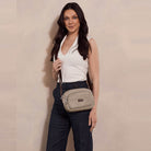Pierre Cardin RFID Anti-Theft Nylon Crossbody Bag in Camel