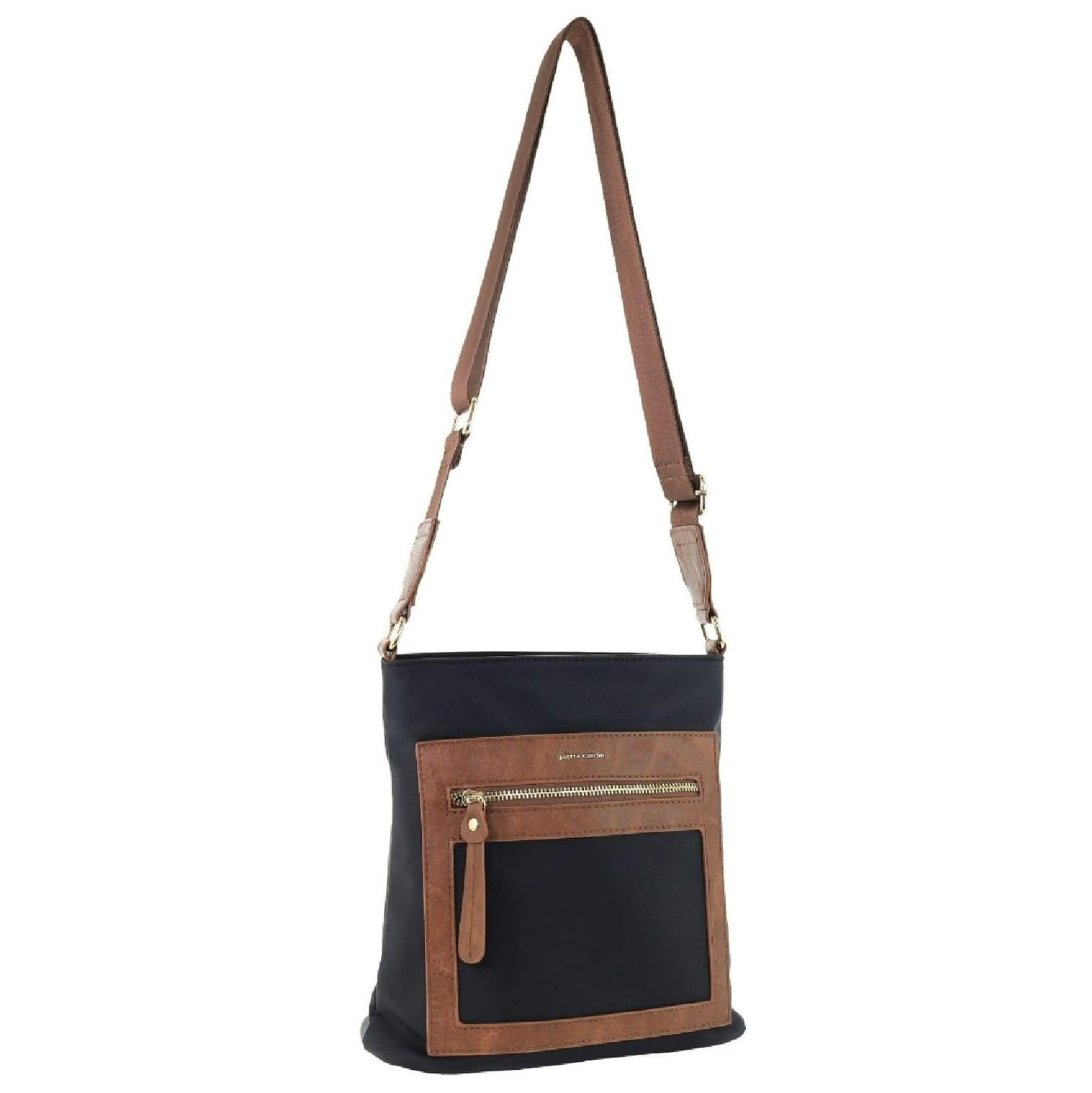Pierre Cardin RFID Nylon Crossbody Bag In Black
