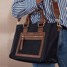 Pierre Cardin Nylon RFID Lightweight Mini Tote/Crossbody Bag In Black