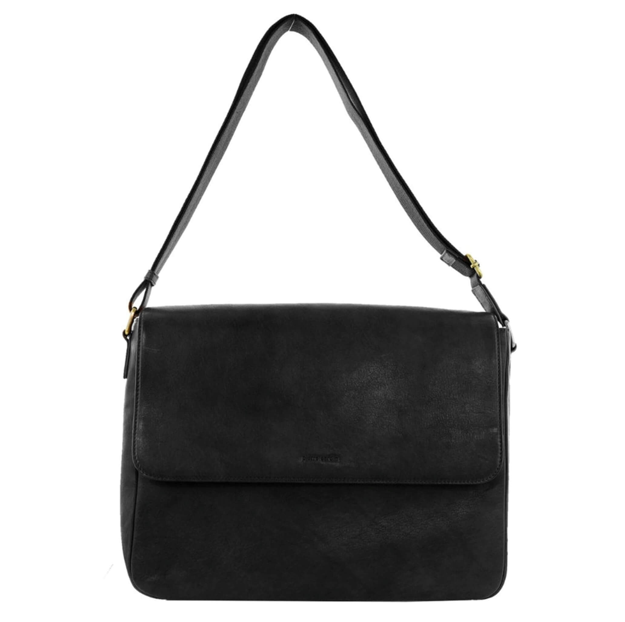 Pierre Cardin Mens Leather Messenger Bag in Black