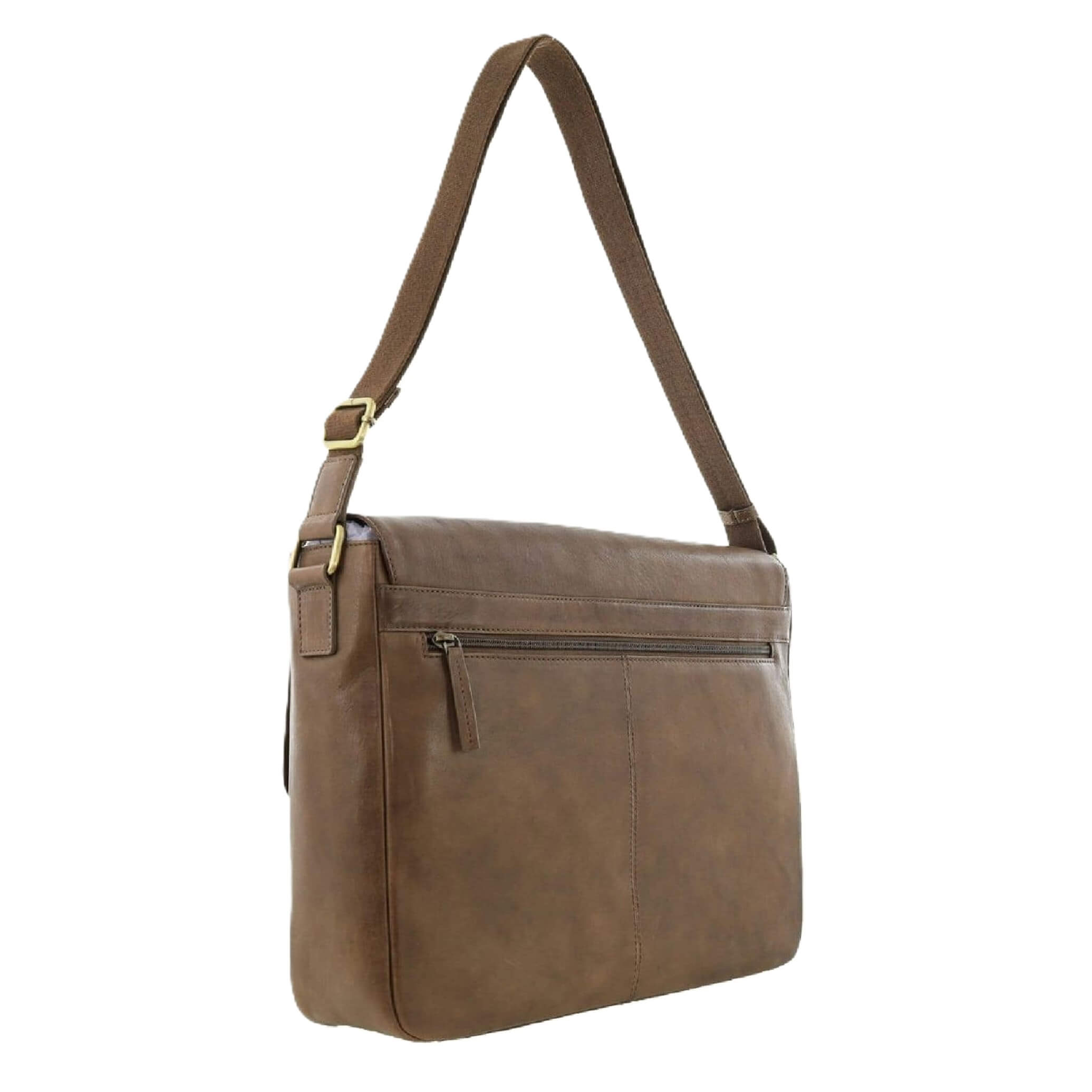 Pierre Cardin Mens Leather Messenger Bag in Oak