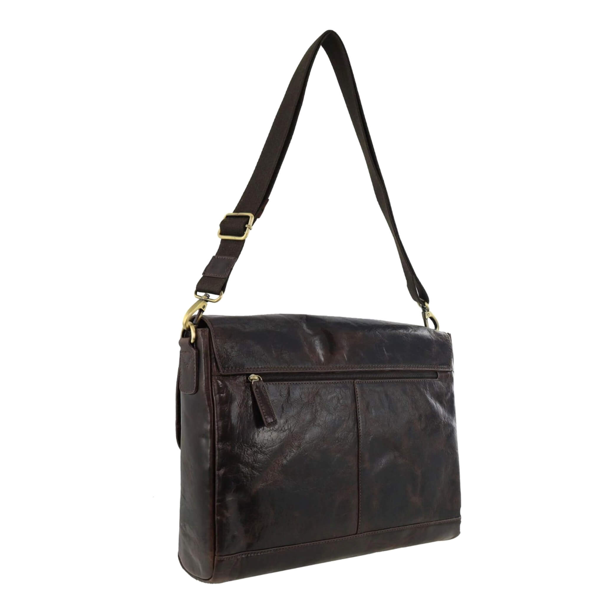 Pierre Cardin Men's Leather Messenger/Computer Bag in Chocolate