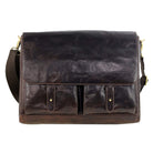 Pierre Cardin Men's Leather Messenger/Computer Bag in Chocolate