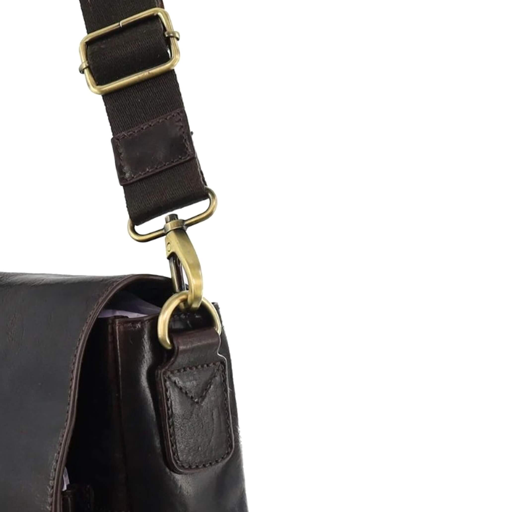 Pierre Cardin Men's Leather Messenger/Computer Bag in Chocolate
